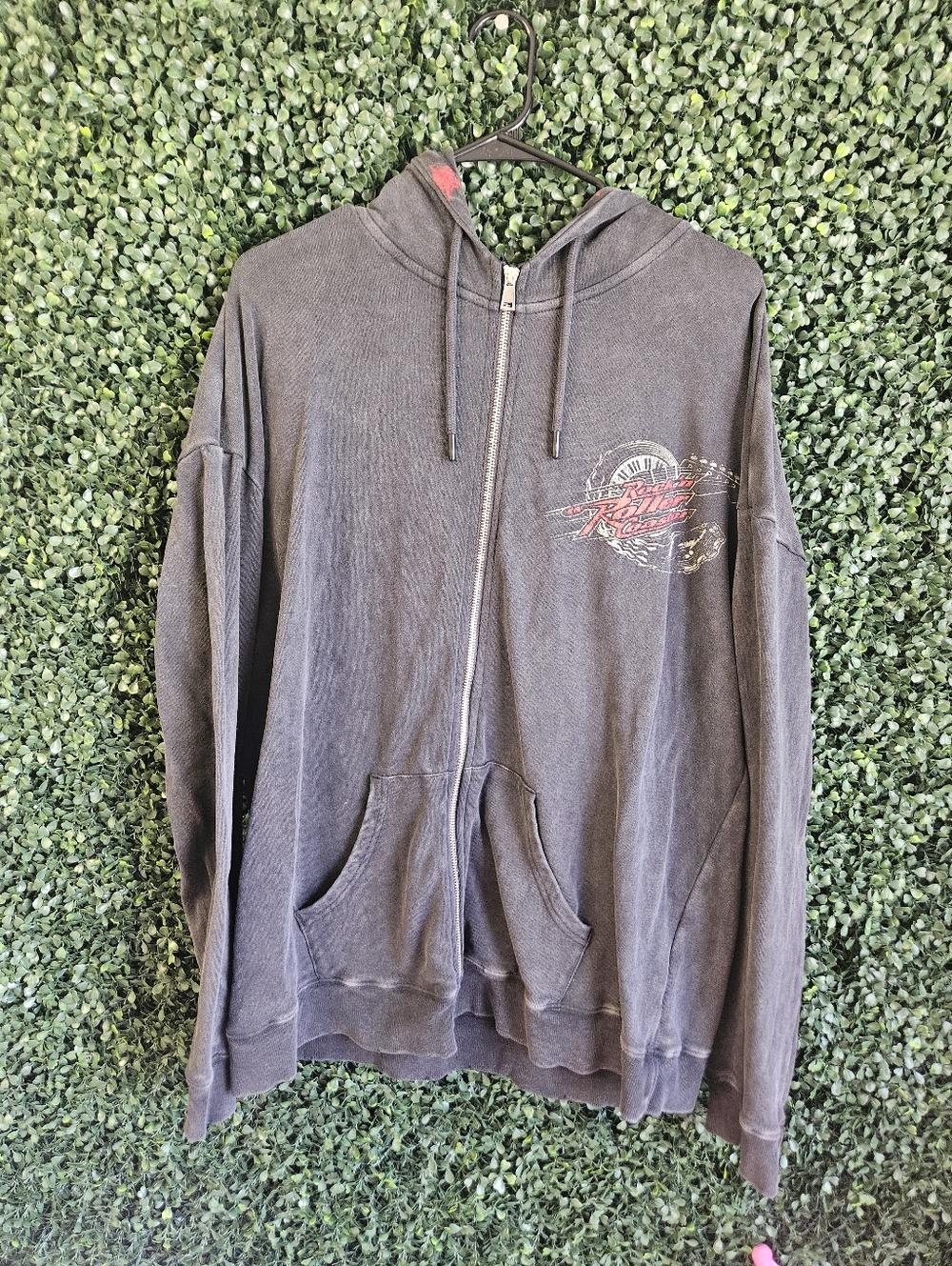 Mens Large Rock'N' Roller Coaster Disney Vintage Zip Up Jacket